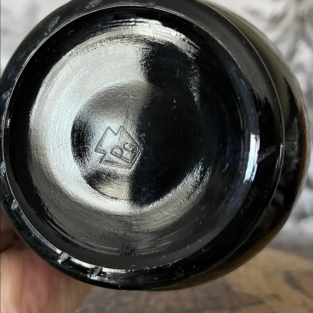 Vintage Pilgrim Glass Black Amethyst Hand-Painted Vase & Covered Jar Set 3 Pc